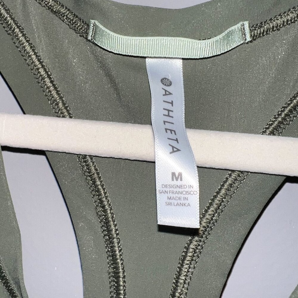 Athleta Olive Green Racerback Tank Top Size M - Picture 2 of 5
